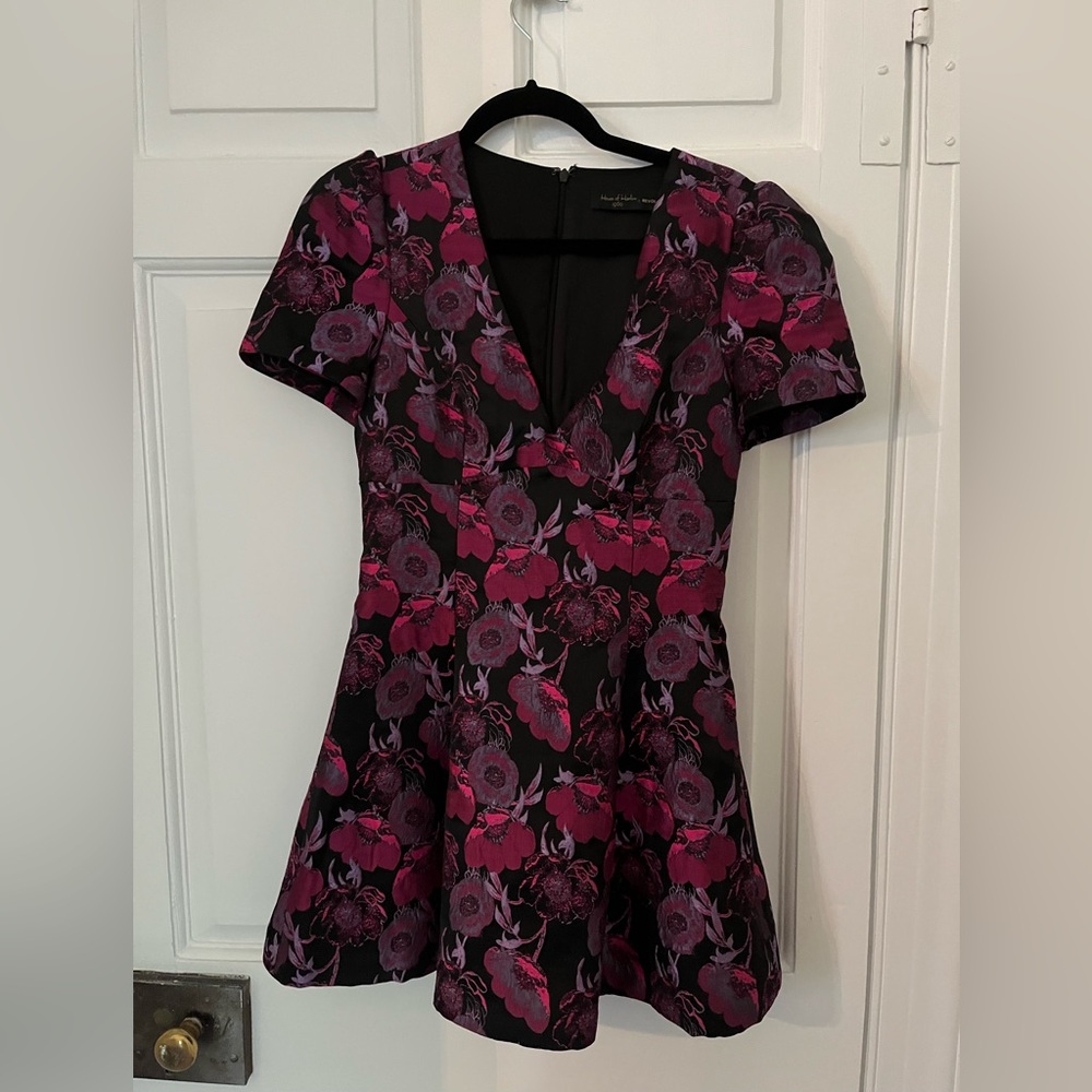 House of Harlow 1960 Black and Pink Floral Mini Dress